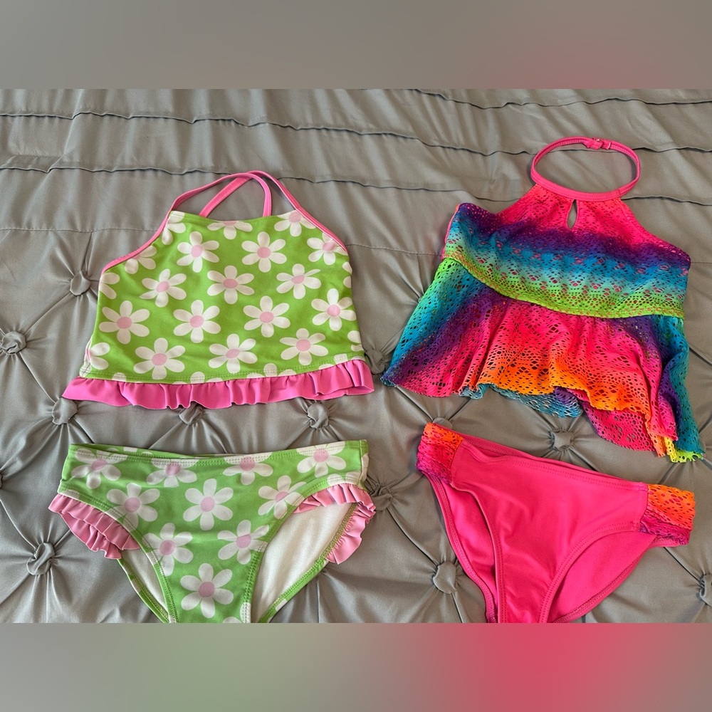 Jumping Beans Pink and Green Swimsuit and Wonder nation bright strip color.